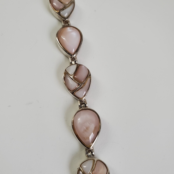 Sterling Silver 925 MOP Tennis Bracelet - Picture 4 of 16